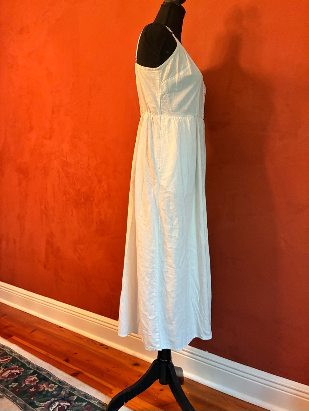 A New Day Women's Linen Blend Button-Front Maxi Dress with Spaghetti Straps Sz S - Picture 5 of 13